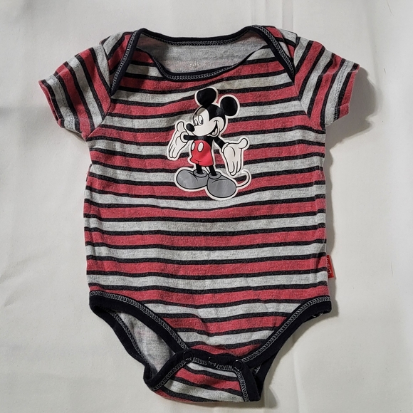 Petit Bebe Knits Baby Boys Red Stripe Smocked Mickey Mouse Bubble